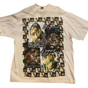 Vintage Legend Tupac Biggie Graphic Tee in White Club 21 Men's 4XLT 2000s Y2K